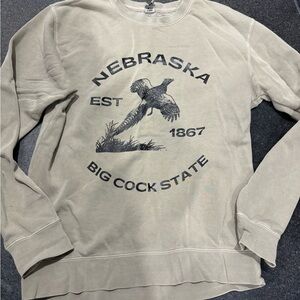 Nebraska Graphic Crewneck Sweater - Beige